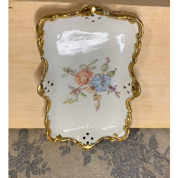 VTG Unique Signed Hand Painted Rectangular Trinket Dish - Picture 2 of 11